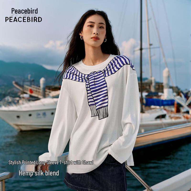 Peacebird Commuter Striped Long Sleeve T-Shirt AACPG2291 S