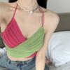Hot Girl Cross Tie Halter Knitted Camisole Vest For Women Summer Sexy Short Bandeau Sleeveless Top