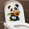 Cute Cartoon Panda Sunflower Toilet Wall Sticker Self-Adhesive Waterproof Removable Bathroom Home Decor Art