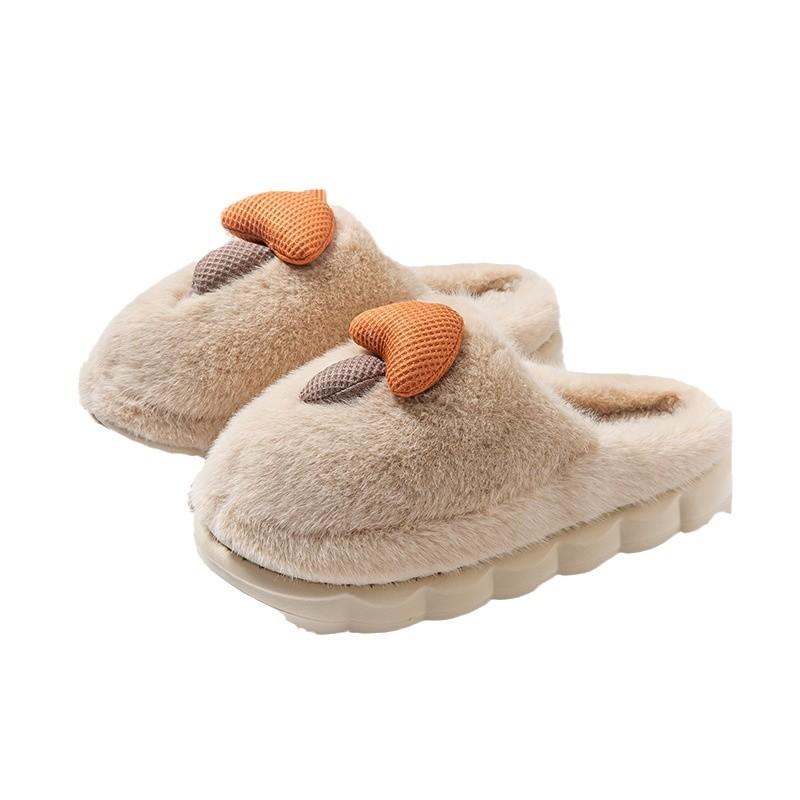 Cotton Slippers Thick Bottom Women's Home Use Spring and Autumn Winter Indoor Warm Non-slip Home Winter Plush Men