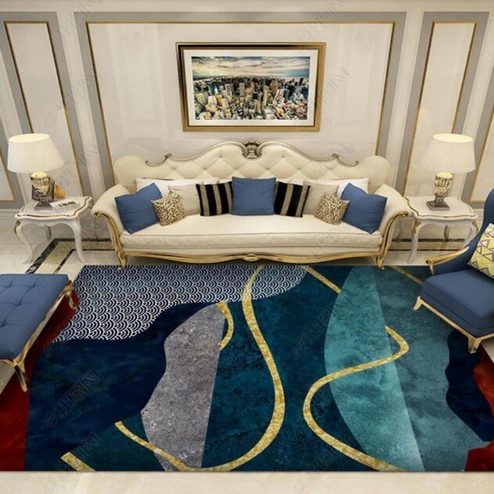 1pc Carpet Feather Geometry Print for Home Living Room Bedroom Decoration Non-slip Rug Floor Mat Surface Comfortable Carpet Gift