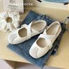 Leather cross belt shallow mouth ballet single shoes women's spring and summer new hollow low heel casual shoes Mary Jane shoes