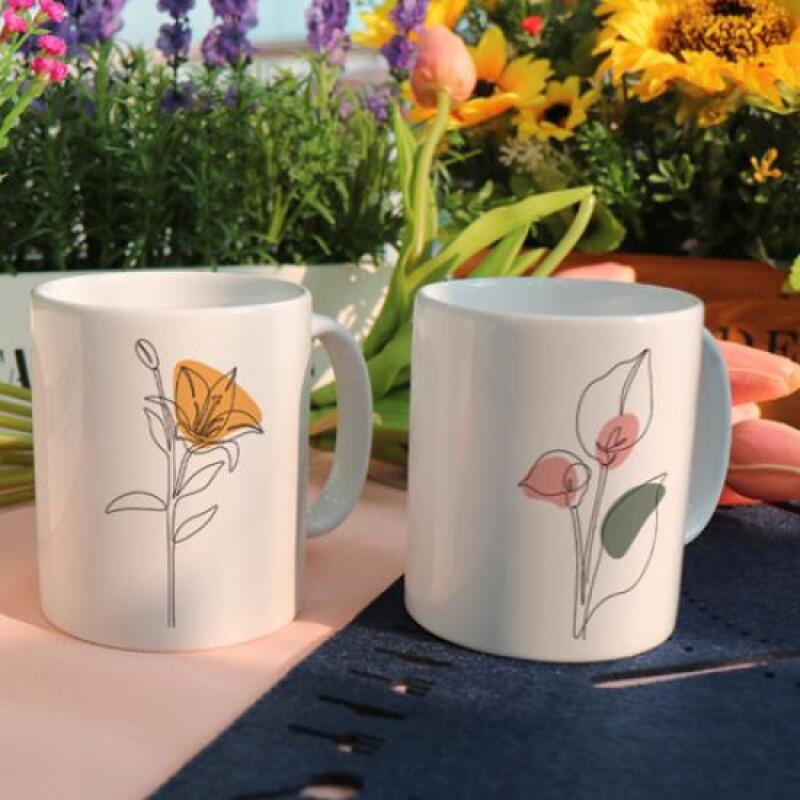 dc353-Design Mug 2p-Flower Line Illustration