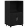 Open Storage Locker, Black Movable Storage Cabinet with Wheels, 2-tier Storage, with Double Door Storage Space, 55x40x91 Cm