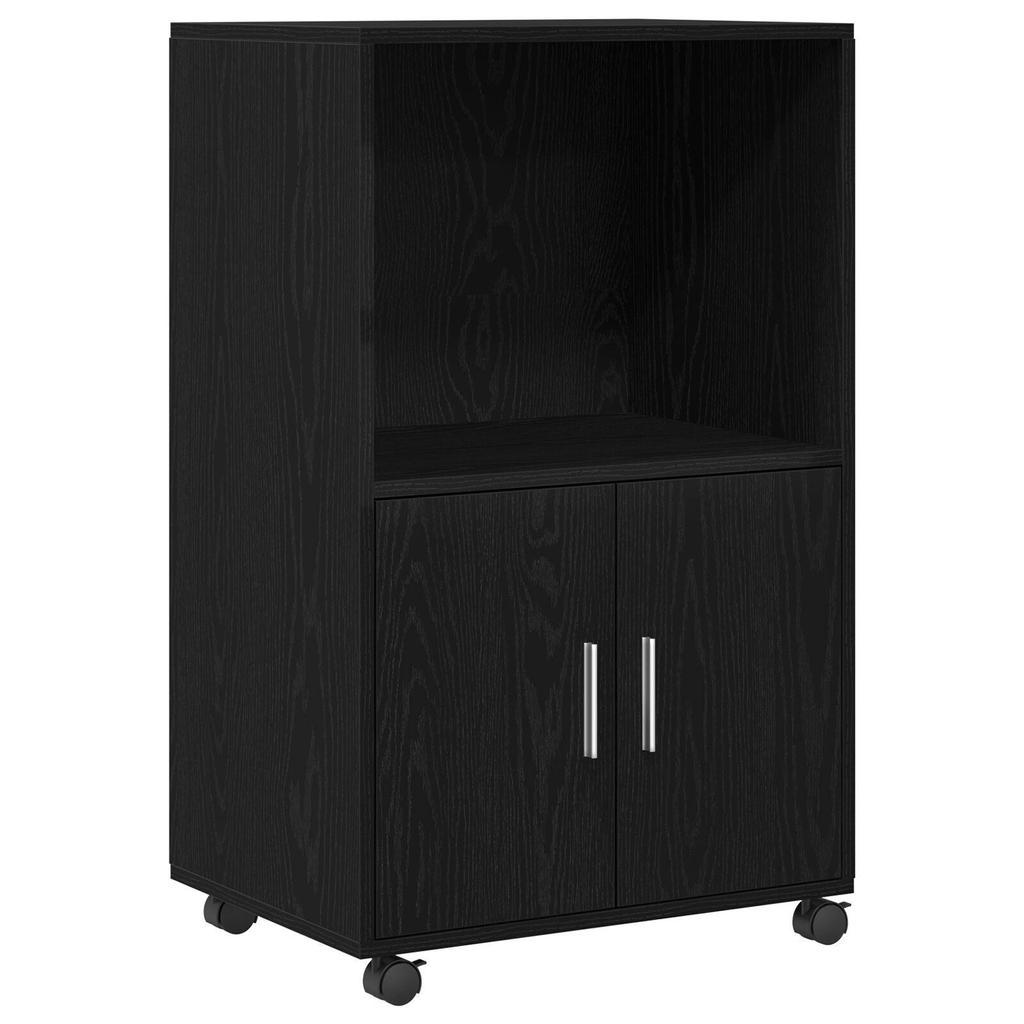 Open Storage Locker, Black Movable Storage Cabinet with Wheels, 2-tier Storage, with Double Door Storage Space, 55x40x91 Cm