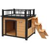Hundehütte mit Dachterrasse, Wetterfest, Holz, 121x77x78cm, Schwarz/Gelb