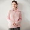 Women's Cashmere Half-Zip Rib Knit Sweater with Lapel