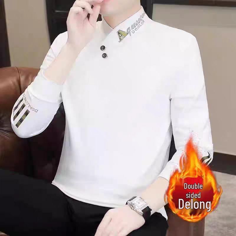 Мужская модная приталенная двусторонняя термофлисовая футболка с длинным рукавом M