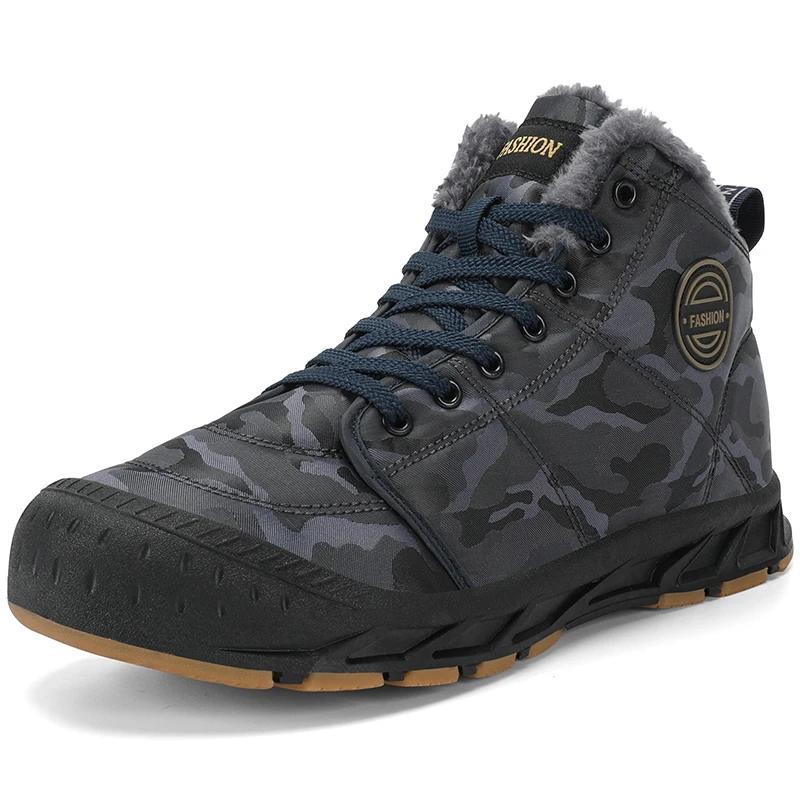 Fashion Men Winter Snow Boots Super Warm Men Hiking Boots Waterproof Men's Boots Outdoor Sneakers Non-slip Rubber Men's Work Ankle Boots