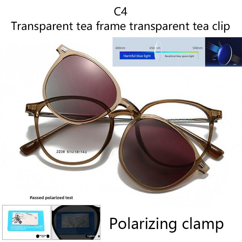 Myopia Prescription Oval Frame Glasses -0.5 to -600  Magnetic Sunglasses Clip Blue Light Blocking Shortsighted
