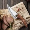 Professional Kitchen Boning Knife Stainless Steel Hammered Forged Knife Butcher Knife Meat Eating Knife BBQ Knives Wooden Handle