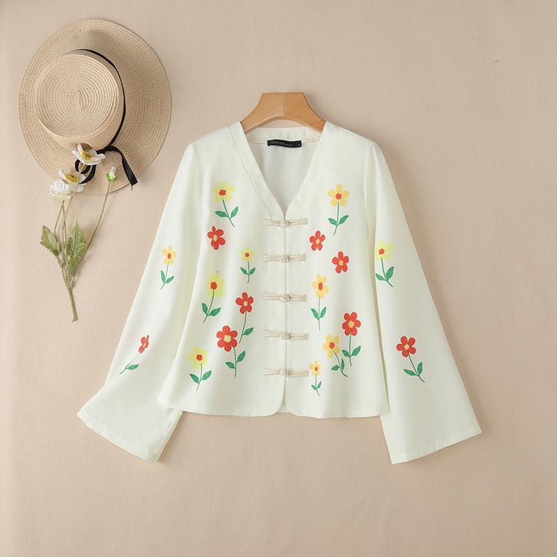 ZANZEA Women V-Neck Casual Long Sleeve Floral Print Blouse