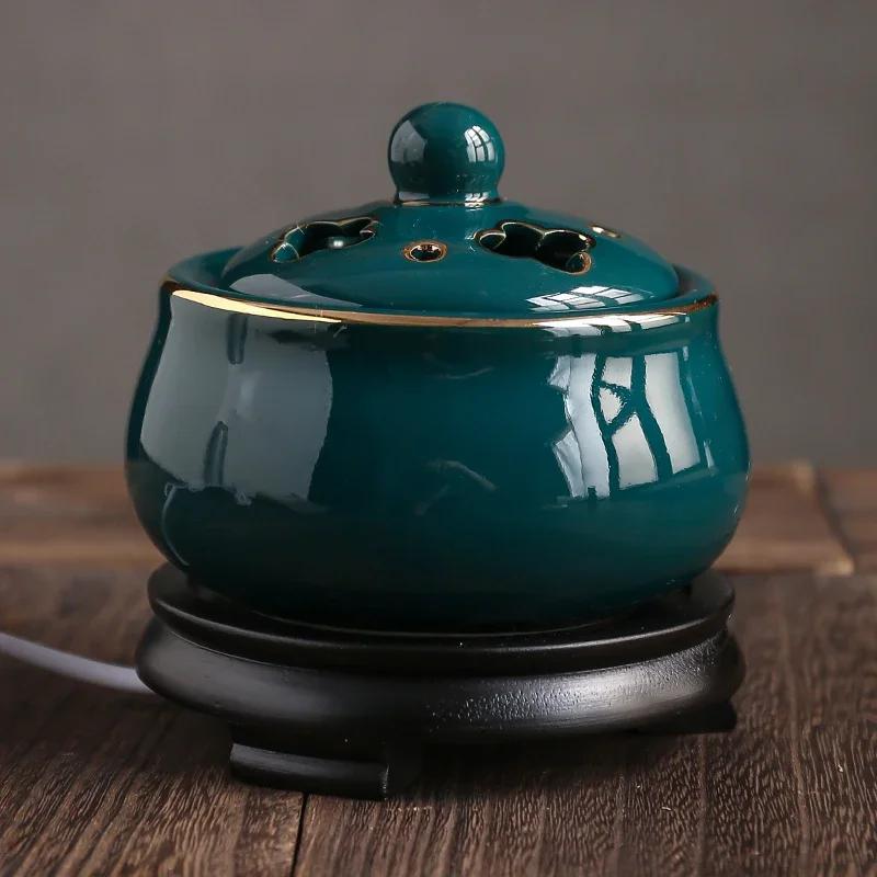 FY Elektrische Wierookbranders 110V/220V Plug-in Sandelhout OUD Wierookvat , Getimed Temperatuur Keramische Essentiële Olielamp