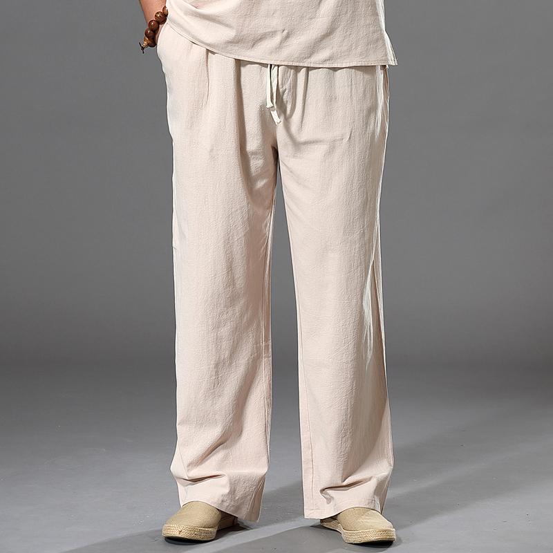 Men's Spring and Summer Light Breathable Cotton Pants Loose Large Size Casual Straight Pants