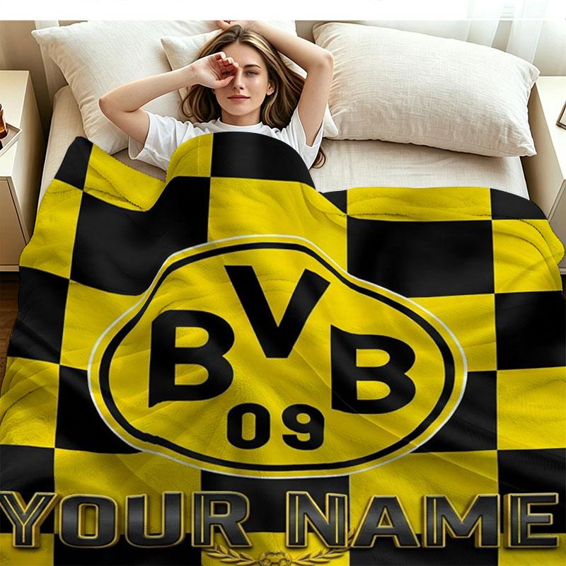 1PC Borussia Custom Name Patterned Flannel Blanket Suitable For All Seasons for Home Decor Warmth and Comfort Gifts Holiday Present
