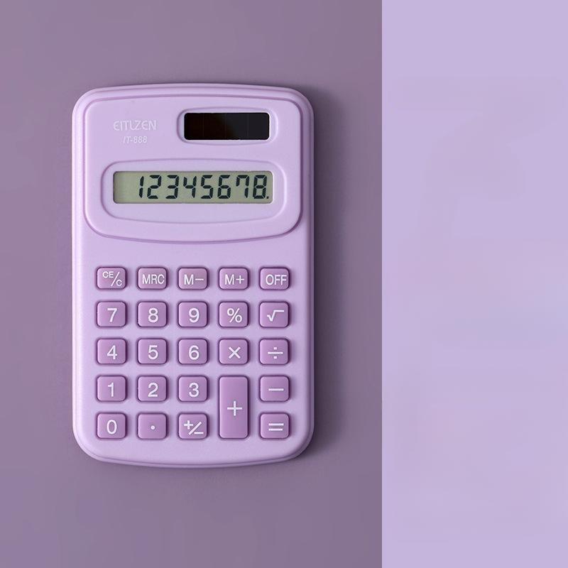 Roztomilá barevná Jednoduchá Palm Mini kalkulačka Přenosná 8místná kalkulačka pro studenty matematických tříd Kancelářské potřeby Solární/bateriový zdroj