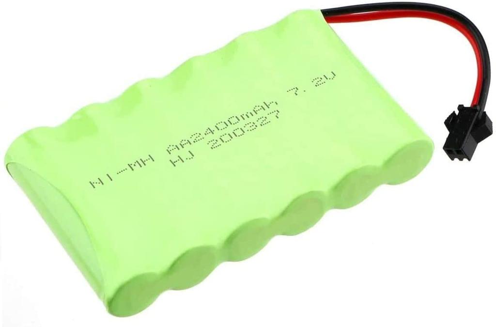 Ni-MH AA Battery Pack 7.2V 2400mAh Rechargeable | High Capacity & Optimal Performance | Compatible with RC Vehicles, Rock Crawlers – Green