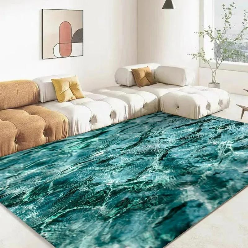 3D Ocean Sea Water Rug Home Decor Living Room Carpet Non-slip Hotel Lobby Floor Mat Kitchen Bedroom Entrance Doormat Play Mats