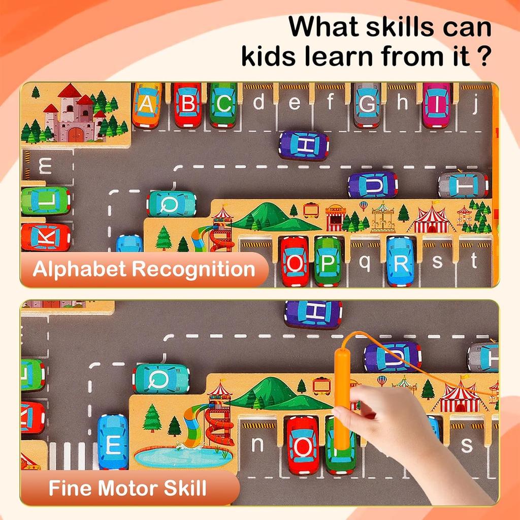 Montessori Magnetic Alphabet Maze Letter Puzzle Parking Lot Puzzles Children Preschool Gifts