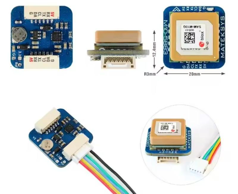 Matek M10Q-5883 M10 GNSS GPS Modul mit QMC5883L Kompass 20x20mm Hohe Präzision für FPV Freestyle Drohne & RC Flugzeug