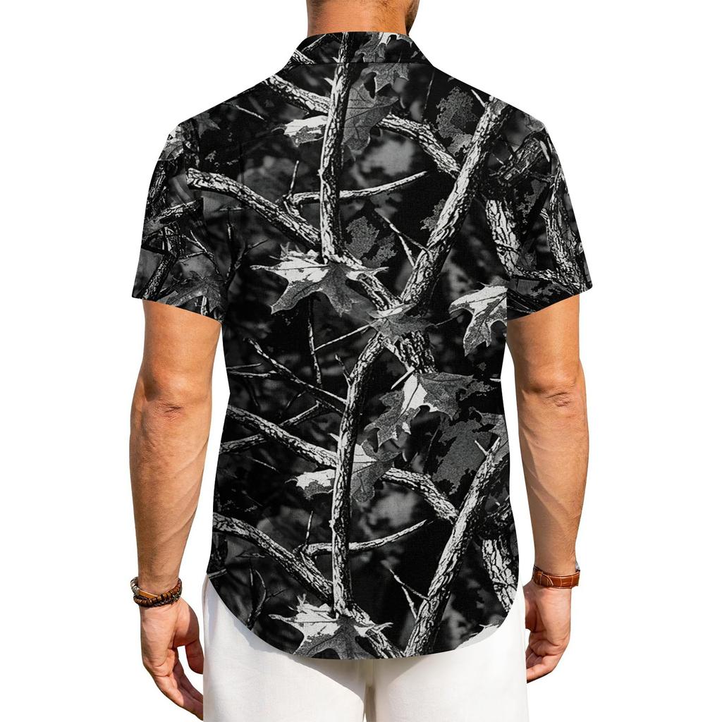 Men's Casual Short Sleeve Shirt Button Down Lightweight Breathable Fabric Camouflage Print Summer Beach Shirt