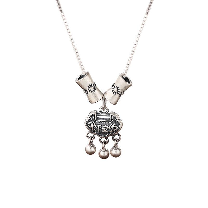 

Ожерелье с замком безопасности в китайском стиле, женский национальный стиль, ретро-стиль, изготовление ожерелья с ключицей в стиле старой деревни