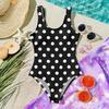 Girls One Piece Swimsuit Polka Dot Print Sleeveless Casual Swimwear for Summer Beach Pool Use Comfortable Fit