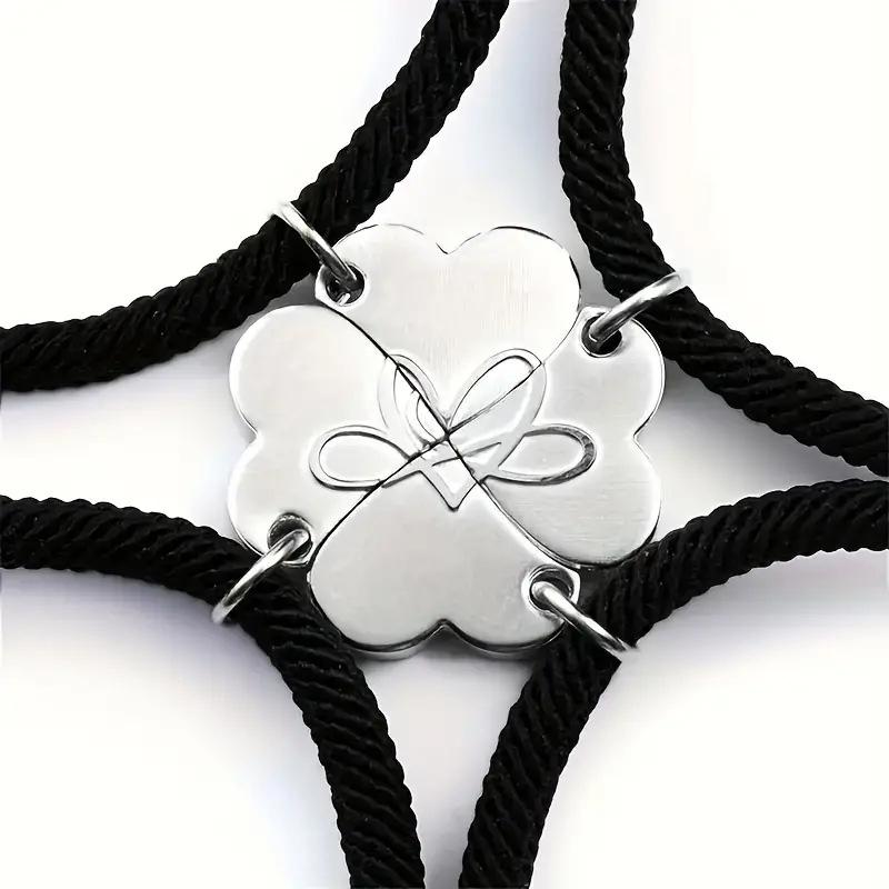 Four-Leaf Clover Magnetic Best Friendship Bracelets For 4Pcs Women Men Magnet Heart Best Friend Forever Good Luck Bracelet Gift