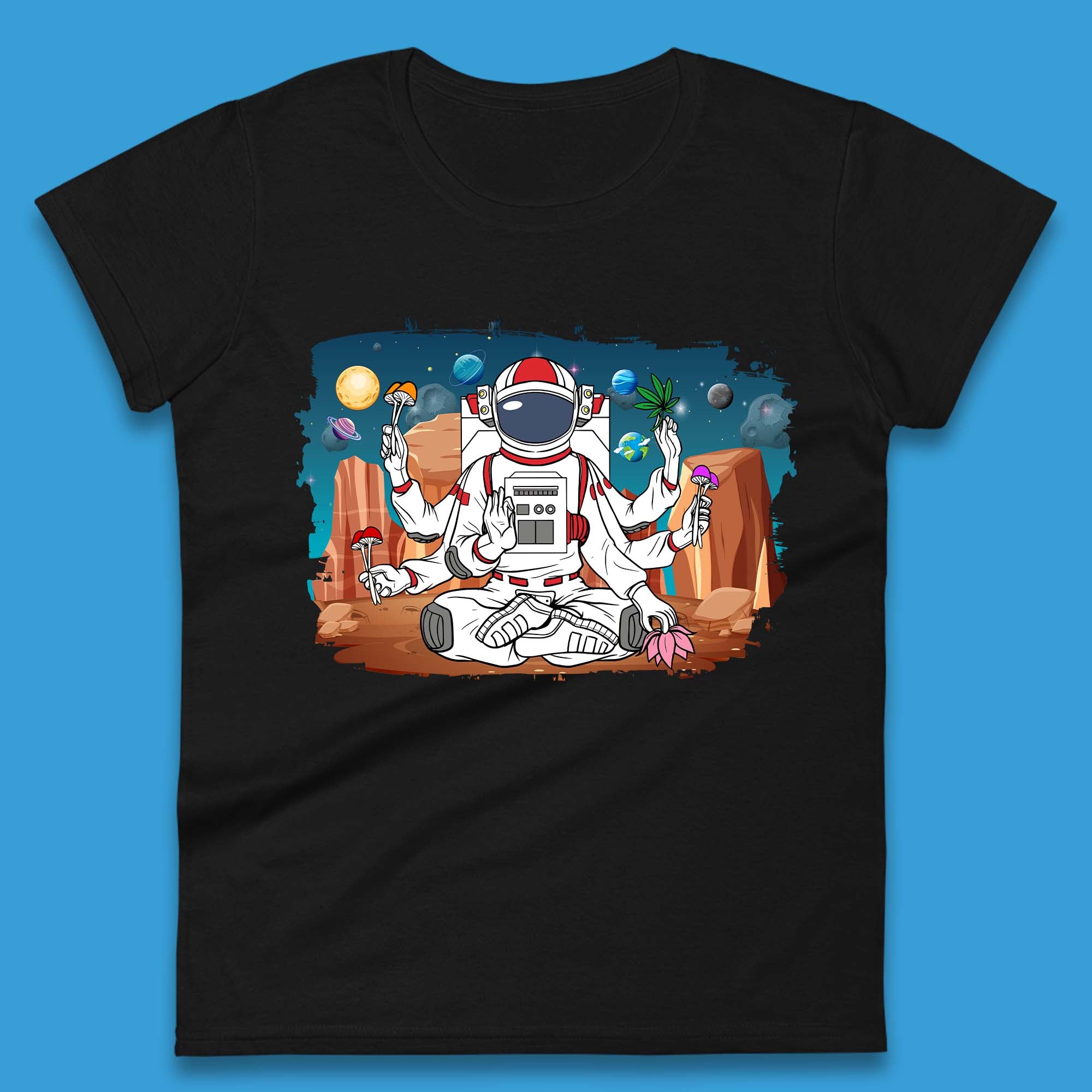 Meditating Astronaut Yoga Womens T-Shirt Mens Tops Tees Unisex M