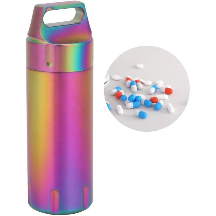 Portable Cases,Metal Pocket Boxes Keychain for Purse for Travel, Waterproof Daily Container Holder for Men and Women Elderly(Colorful)