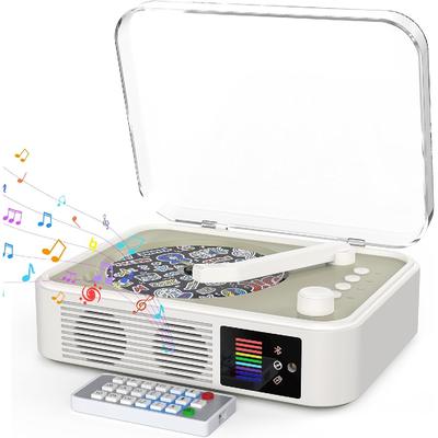 Přenosné LED Bluetooth retro CD přehrávače s reproduktory Dobíjecí baterie CD přehrávač s Bluetooth výstupem a vstupem Dálkové ovládání USB AUX Out