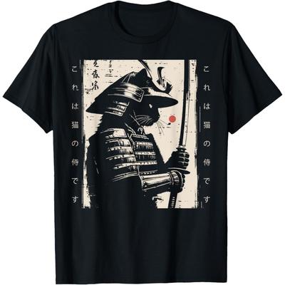 OPWHZVLR Cat Samurai Japanese Warrior Art Fighter Men Women T-Shirt