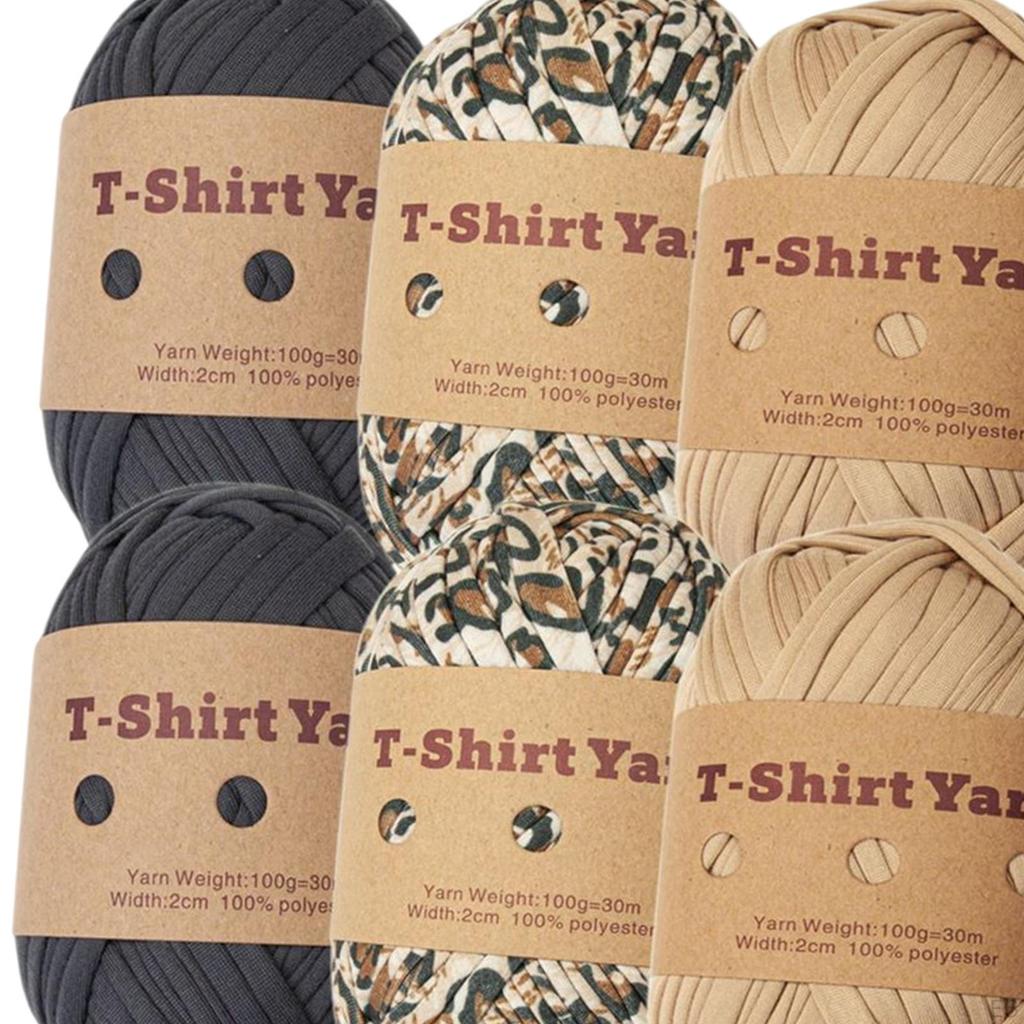 -Pack Knitting Yarn, T-shirt 196 Yards Total Length, Chunky Yarn for Carpets, Handbags,