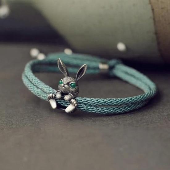 Adjustable Rope Chain Bracelet Bunny Decor Easter Bracelet Easy to Wear Bracelet Animal Lucky Jewelry Accessory