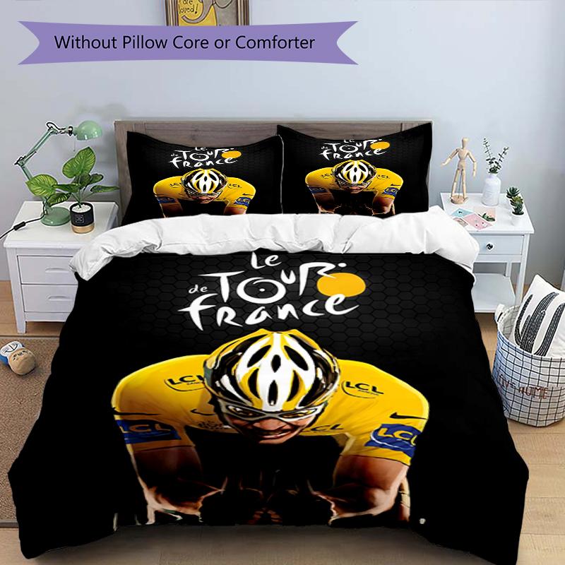 3pcs Tour de France Bedding Set Duvet Cover Closure Includes 1 Duvet Cover & 2 Pillowcases, Soft and Comfortable for All Seasons.