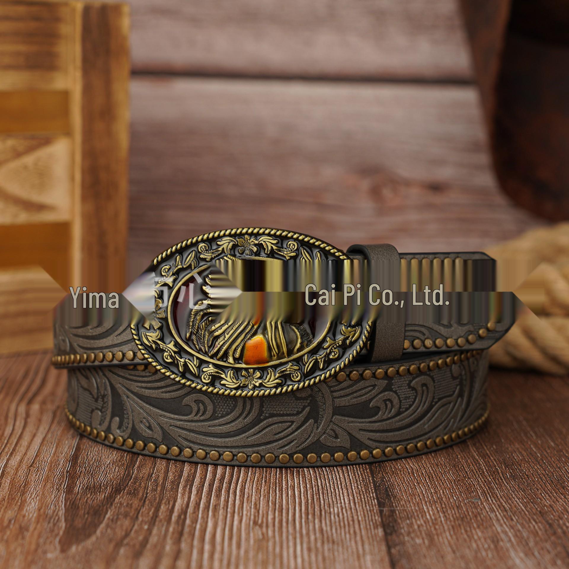 Retro Oval Lace Zinc Alloy PU Leather Men s Belt 120cm серый