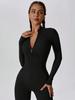 Women's zipper long sleeved tight fitting high elasticity jumpsuit, sports yoga pants, slim fit, comfortable and skin friendly.
