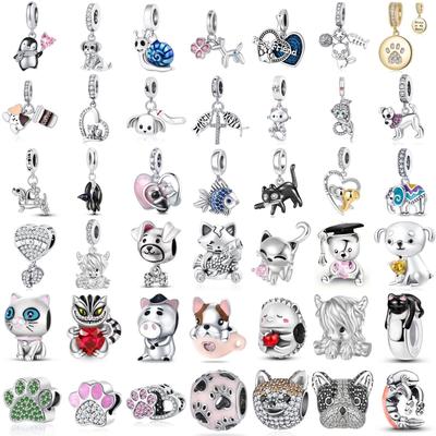 Latest Copper Dog Cat Snail Unicorn Penguin Cute Pet Series Diy Pendant Fit For Original Bracelets Jewelry Gifts For Girls