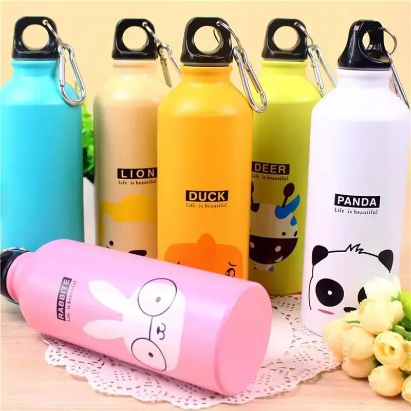 Aluminum Sports Water Bottle Large Capacity Anti Drop Cartoon Korean Version Children's Water Cup Gift Cup Animal Creative Cup