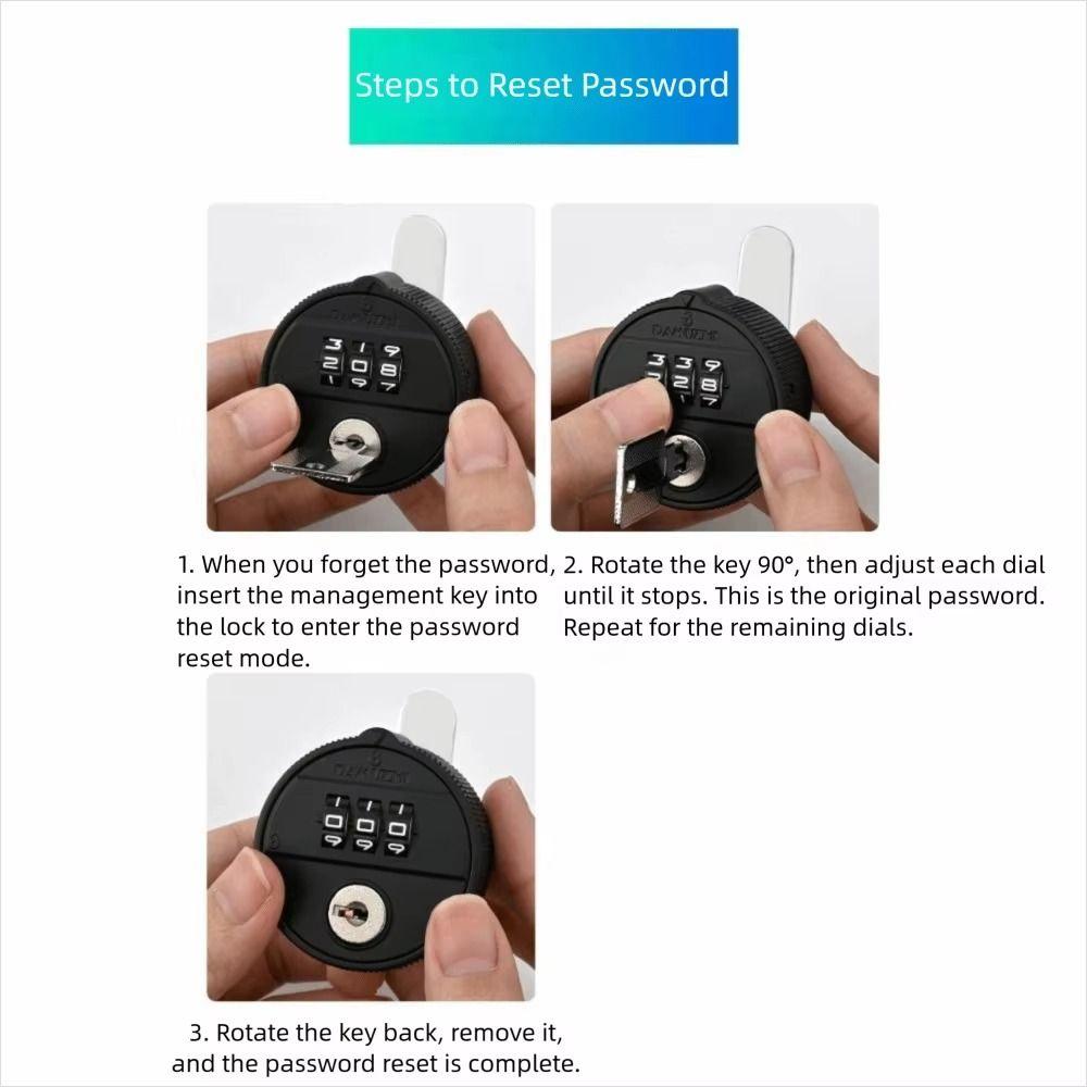 Durable Combination Lock 3 Digital Code Cabinet Lock Security Password Lock Office Locker