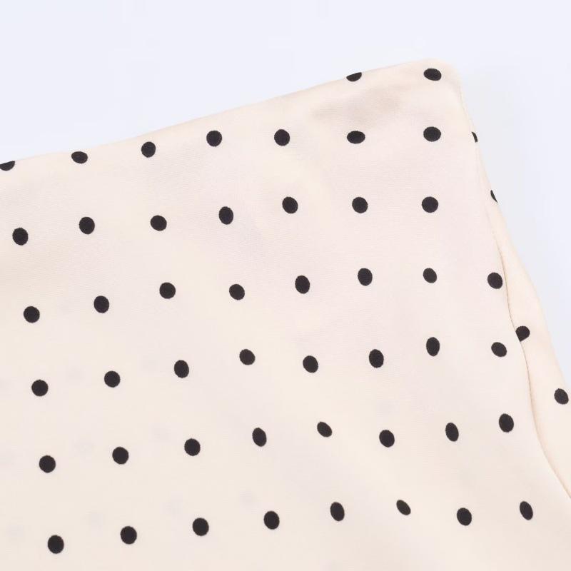 2026 Spring French Polka Dot Asymmetrical Silk Midi Skirt for Women