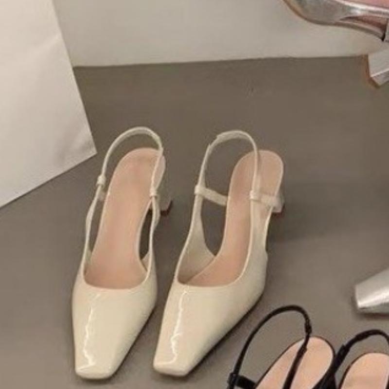 

Модные дизайнерские летние женские сандалии, модные неглубокие сандалии Singbacks, слипоны, женские босоножки на высоком каблуке для вечеринок на открытом воздухе 39 белый