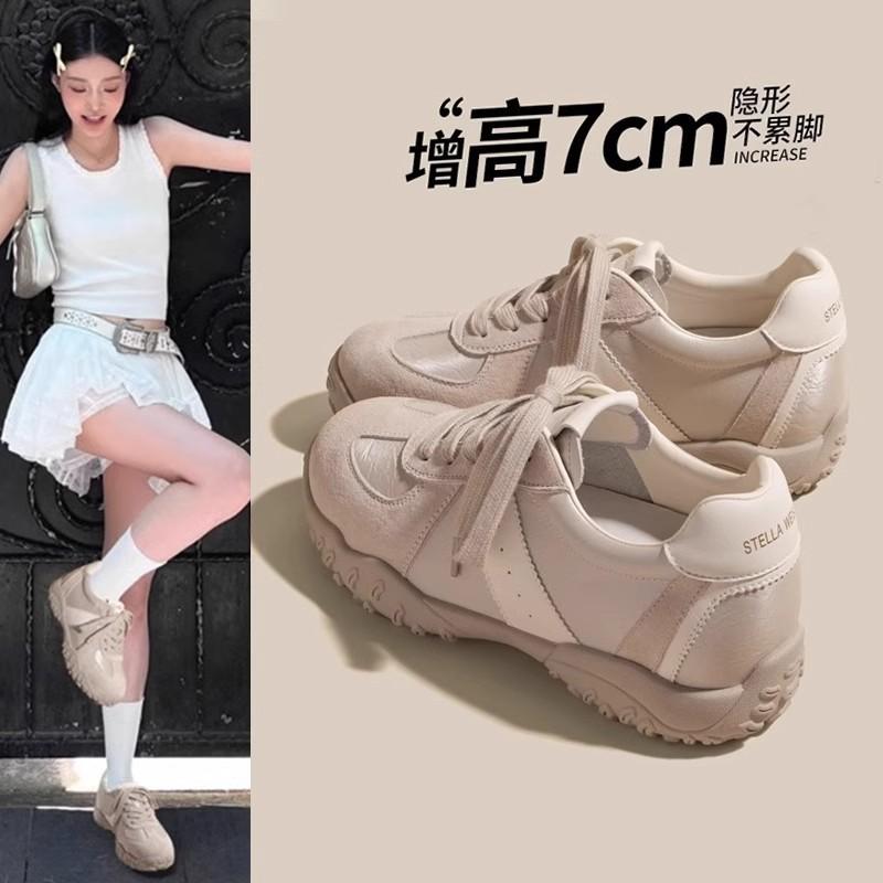 Soft leather inner height increase women's shoes platform German training shoes women's 2025 new spring and summer sports and leisure shoes little w