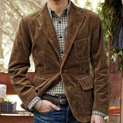 Anzugsakko Revers Langarm Einreiher Anzugjacke mit Pattentaschen Einfarbig Büro Business Casual Oberbekleidung