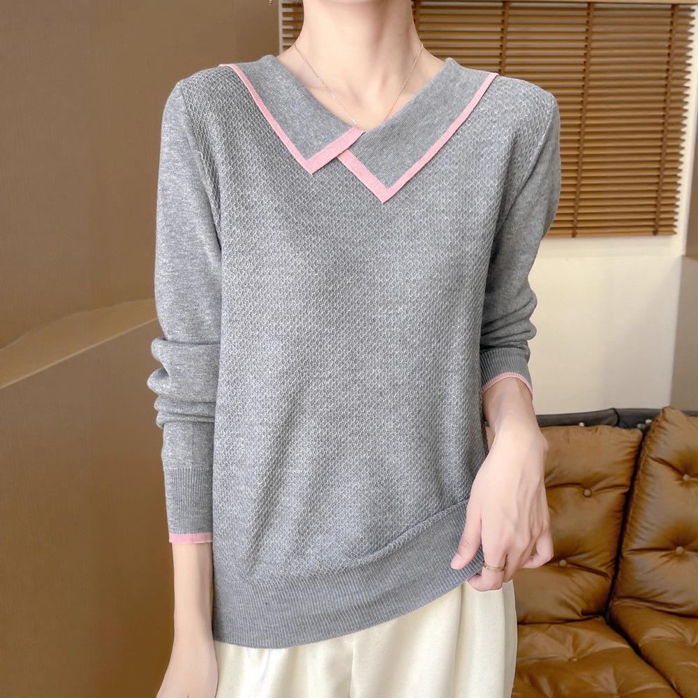 Women's Doll Collar Honeycomb Knit Sweater - Soft, Versatile, and Stylish Autumn/Winter Outerwear.