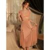 Good Morning with You: French Purple Strap Pajamas Long Dress to Ankle Super Long Lace Nightdress Sweet Princess Style