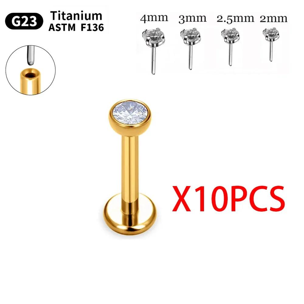 10/50 Stück G23 Titan Piercing Labret Lippe ASTM F136 Körperschmuck Nasenstecker Ohrringe Für Frauen 20/18/16G