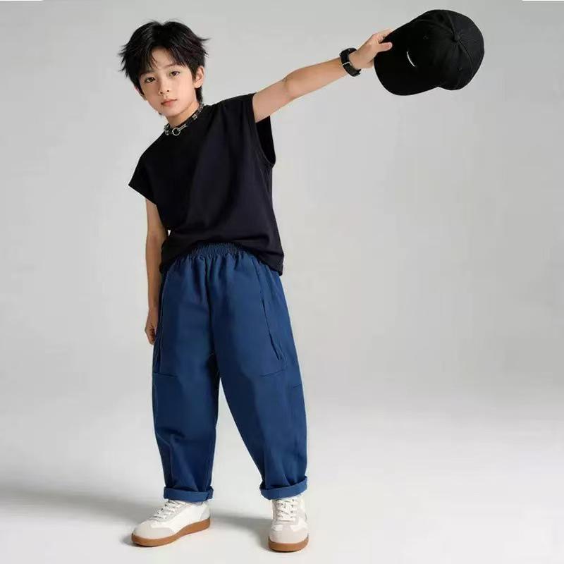 Unisex Kids Lightweight Cotton Wide-Leg Sport Pants - Breathable & Anti-Mosquito 90cm