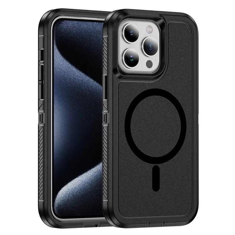 

For iPhone 13 Pro Max 6.7 inch Magnetic Case Matte TPU+PC Back Cover Compatible with MagSafe