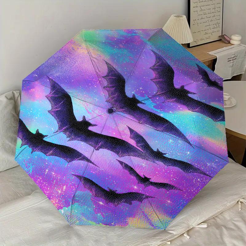 1pc Bat Galaxy Pattern Umbrella  Automatic Opening and Closing Umbrella, High quality Umbrella, Ideal Gift for Her 345